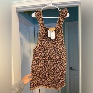 LOVERICHE Women’s Buttonup Overall Leopard Jean Dress